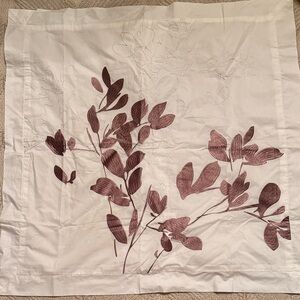 Kas white and brown embroidered pillow sham. 30 inch square. 100% cotton